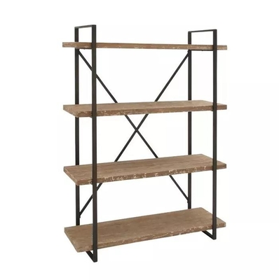 قفسه های کتاب MDF Home Office Metal And Wood Display Rack 4 Shelf