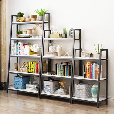 قفسه های کتاب صنعتی فلزی و چوبی برای اتاق نشیمن کتابخانه