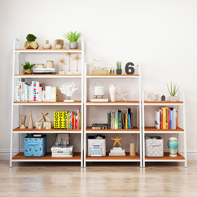 قفسه های کتاب صنعتی فلزی و چوبی برای اتاق نشیمن کتابخانه