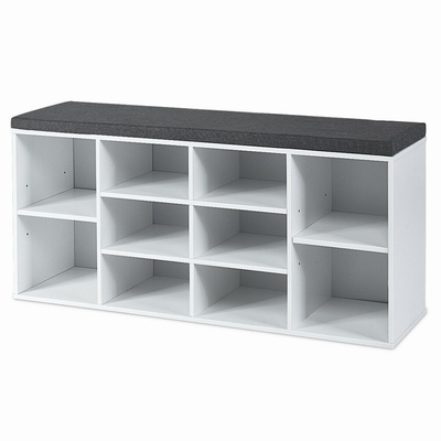 نیمکت نگهداری کفش دو طبقه چوبی Cubby Hallway با شکاف کوسن 10