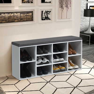 نیمکت نگهداری کفش دو طبقه چوبی Cubby Hallway با شکاف کوسن 10