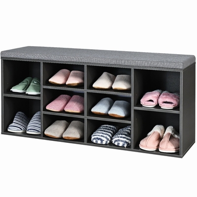 نیمکت نگهداری کفش دو طبقه چوبی Cubby Hallway با شکاف کوسن 10