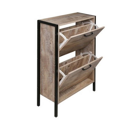 کابینت کفش باریک چوبی فلزی صنعتی قفسه کفش ورودی برای خانه 2 طبقه