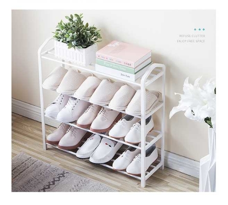 سازماندهی قفسه کفش کوچک Oem 4 Tier دستگیره منحنی آهنی مشکی