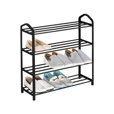 سازماندهی قفسه کفش کوچک Oem 4 Tier دستگیره منحنی آهنی مشکی